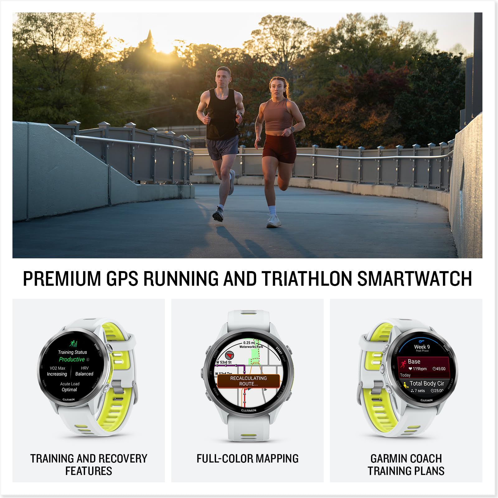 Garmin Forerunner 970 Running Smartwatch, Gps Fitness Smart Watch For Men And Women, Titanium With Whitestone Case And Whiteston